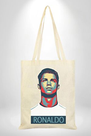 Ronaldo 35X40 Kadın Erkek Çocuk Ekru Ham Bez Çanta