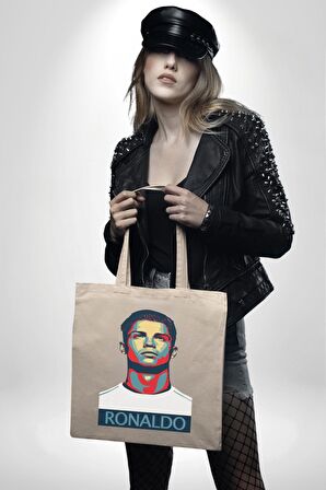 Ronaldo 35X40 Kadın Erkek Çocuk Ekru Ham Bez Çanta