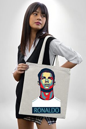Ronaldo 35X40 Kadın Erkek Çocuk Ekru Ham Bez Çanta