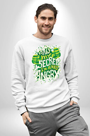 Bu Benim Sırrım Her Zaman Kızgınım Kadın Erkek Beyaz Sweatshirt 