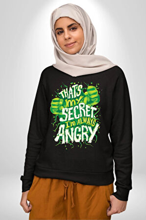Bu Benim Sırrım Her Zaman Kızgınım Kadın Erkek Siyah Sweatshirt 
