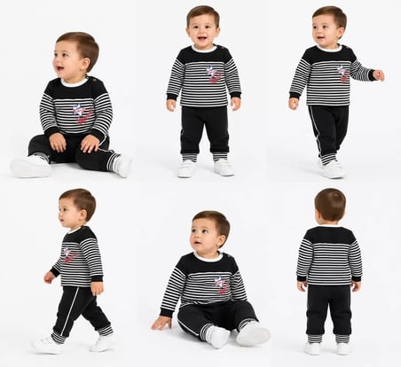 Northcity 6/24 Ay Melanj Çizgili Bebek Takımı - Anti-Alerjik & Çitçitsiz Çocuk Giyimi
