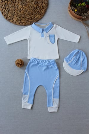 Northcity 3-12 Ay Erkek Bebek Takımı - Nakışlı Sweat ve Şapka Seti