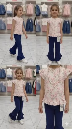 Northcity 6-7-8 Yaş Kolyeli Full Likra Çocuk Takımı - Pamuklu, Antialerjik ve Güvenli Bebek Giyimi