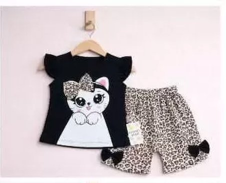Northcity 9/24 Ay Leopar Kedi Baskılı Bebek Takımı - Antialerjik ve ÇİMA Dikişli Güvenli Kumaş
