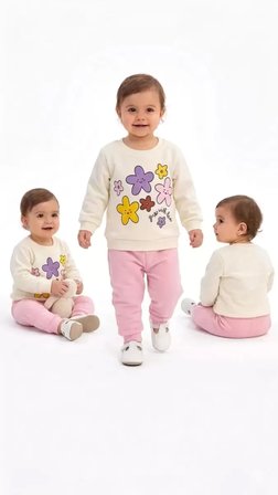Northcity 6/24 Ay Çiçek Baskılı Basic Bebek Takımı - Antialerjik ve ÇİMA Dikişli