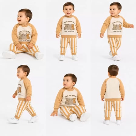 Northcity 6/24 Ay Nakışlı Ayıcık Bebek Takımı - Premium Çıtçıtlı & Antialerjik