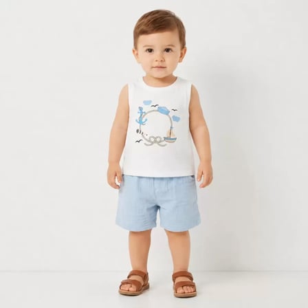 Northcity 6/24 Ay Atletli Müslin Kumaş 3 Parça Bebek Takımı - Çıtçıtsız ve Anti Bakteriyel