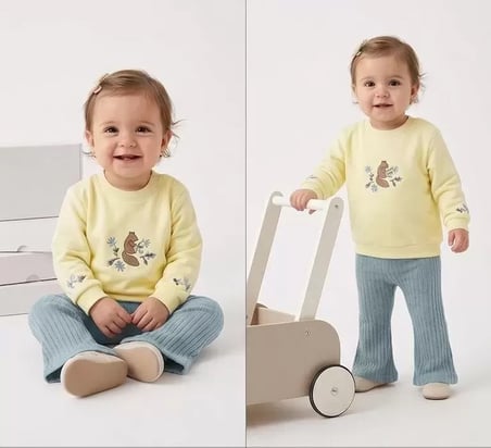 Northcity İspanyol Paça Baskılı Penye Bebek Takımı 6-24 Ay - Anti Bakteriyel Pamuklu Giyim