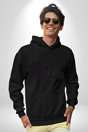 GYM Spor Sever Salon Vucut Geliştirme Emeksiz Olmaz  Kadın Erkek  Siyah Kapüşonlu Sweatshirt Hoodie