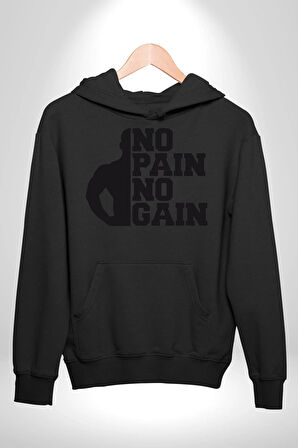 GYM Spor Sever Salon Vucut Geliştirme Emeksiz Olmaz  Kadın Erkek  Siyah Kapüşonlu Sweatshirt Hoodie