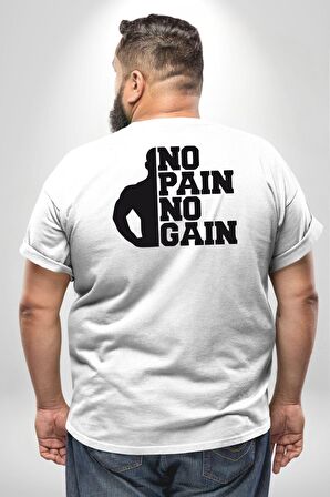 GYM Spor Sever Salon Vucut Geliştirme Emeksiz Olmaz  Büyük Beden Beyaz Tişört Kadın Erkek Ünisex Sırt Baskılı