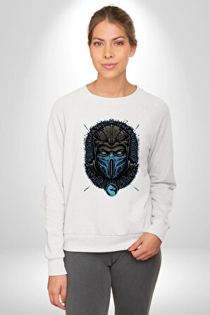 Mortal Kombat Sub-Zero  Kadın Erkek Beyaz Sweatshirt 
