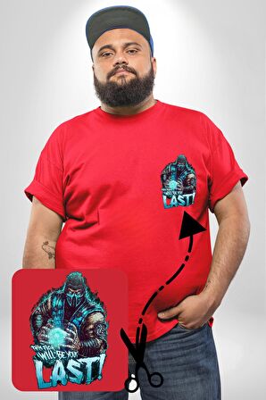 Sub Zero Mortal Kombat Bu Kavga Senin Sonun Olacak Kırmızı Büyük Beden Kadın Basic Minimal Baskılı Tişört