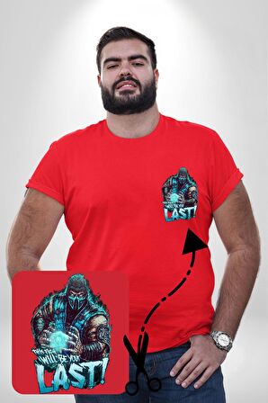 Sub Zero Mortal Kombat Bu Kavga Senin Sonun Olacak Kırmızı Büyük Beden Kadın Basic Minimal Baskılı Tişört