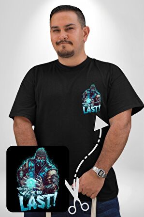 Sub Zero Mortal Kombat Bu Kavga Senin Sonun Olacak Siyah Büyük Beden Kadın Basic Minimal Baskılı Tişört