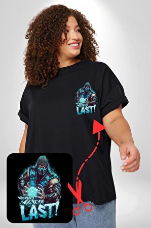Sub Zero Mortal Kombat Bu Kavga Senin Sonun Olacak Siyah Büyük Beden Kadın Basic Minimal Baskılı Tişört