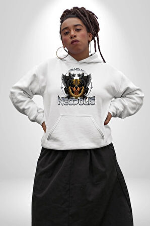 Neopolis Rottweiler Viking Kadın Erkek  Beyaz Kapüşonlu Sweatshirt Hoodie