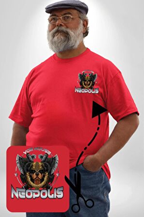 Neopolis Rottweiler Viking Kırmızı Büyük Beden Kadın Basic Minimal Baskılı Tişört