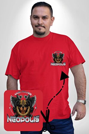Neopolis Rottweiler Viking Kırmızı Büyük Beden Kadın Basic Minimal Baskılı Tişört