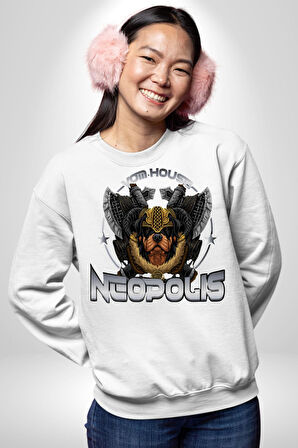 Neopolis Rottweiler Viking Kadın Erkek Beyaz Sweatshirt 