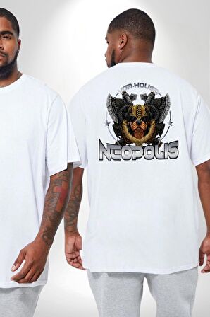 Neopolis Rottweiler Viking Büyük Beden Beyaz Tişört Kadın Erkek Ünisex Sırt Baskılı