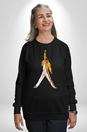 Queen Freddie Mercury  Kadın Erkek Siyah Sweatshirt 
