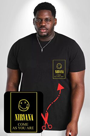Nirvana Müzik Grubu Siyah Büyük Beden Kadın Basic Minimal Baskılı Tişört