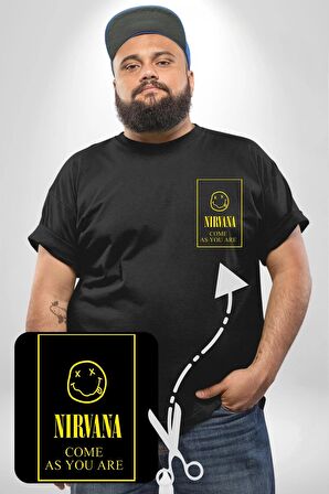 Nirvana Müzik Grubu Siyah Büyük Beden Kadın Basic Minimal Baskılı Tişört