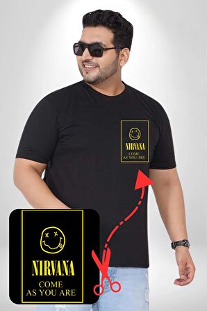 Nirvana Müzik Grubu Siyah Büyük Beden Kadın Basic Minimal Baskılı Tişört
