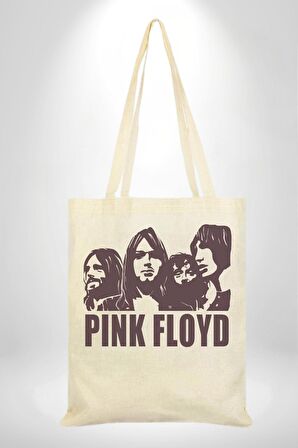 Pink Floyd 35X40 Kadın Erkek Çocuk Ekru Ham Bez Çanta