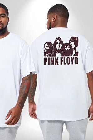Pink Floyd Büyük Beden Beyaz Tişört Kadın Erkek Ünisex Sırt Baskılı