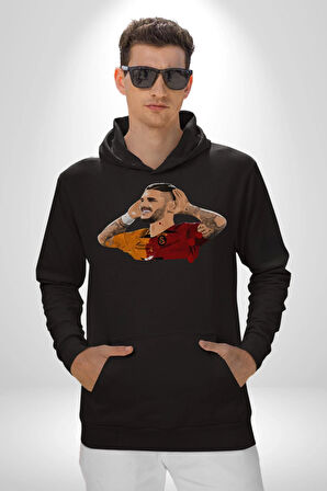 Mauro Icardi Gol Sevinci Kadın Erkek  Siyah Kapüşonlu Sweatshirt Hoodie