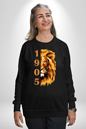 Aslan 1905 Taraftar Kadın Erkek Siyah Sweatshirt 