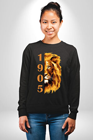 Aslan 1905 Taraftar Kadın Erkek Siyah Sweatshirt 