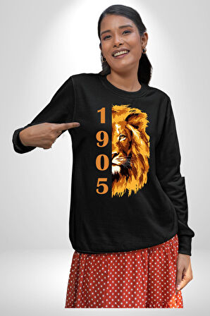 Aslan 1905 Taraftar Kadın Erkek Siyah Sweatshirt 