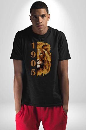 Aslan 1905 Taraftar Kadın Erkek Unisex Siyah Organik Baskılı T-Shirt Penye Yüksek Kalite
