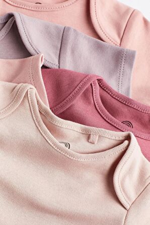 % 100 Pamuklu Pembe 5’li Body Zıbın Set