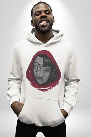 La Casa De Papel Tokyo Kadın Erkek  Beyaz Kapüşonlu Sweatshirt Hoodie