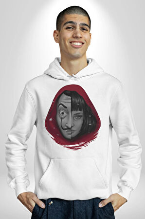 La Casa De Papel Tokyo Kadın Erkek  Beyaz Kapüşonlu Sweatshirt Hoodie