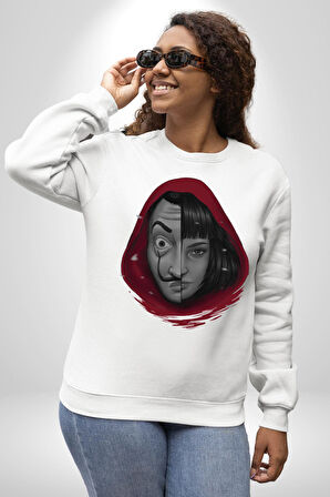 La Casa De Papel Tokyo Kadın Erkek Beyaz Sweatshirt 