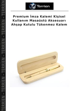 Premium İmza Kalemi Kişisel Kullanım Masaüstü Aksesuarı Ahşap Kutulu Tükenmez Kalem