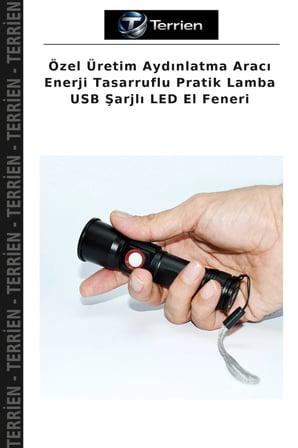 Özel Üretim Aydınlatma Aracı Enerji Tasarruflu Pratik Lamba USB Şarjlı LED El Feneri