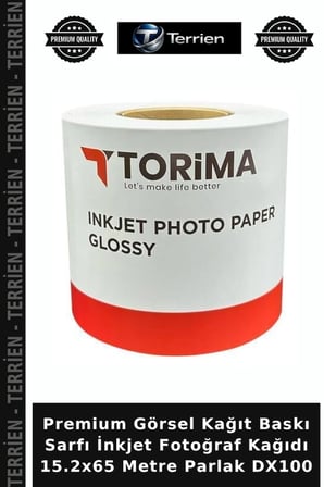 Premium Görsel Kağıt Baskı Sarfı İnkjet Fotoğraf Kağıdı 15.2x65 Metre Parlak DX100