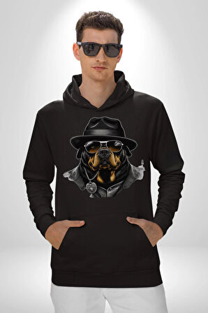 Mafya Rottweiler Kadın Erkek  Siyah Kapüşonlu Sweatshirt Hoodie