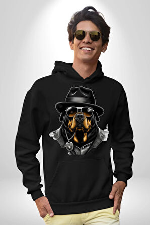 Mafya Rottweiler Kadın Erkek  Siyah Kapüşonlu Sweatshirt Hoodie