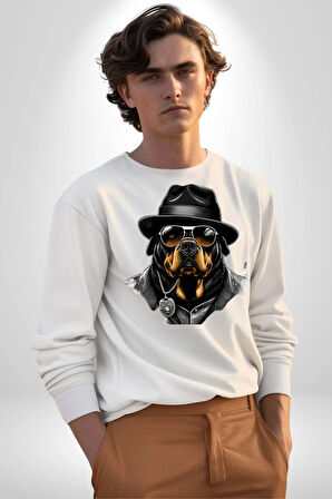 Mafya Rottweiler Kadın Erkek Beyaz Sweatshirt 