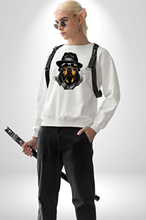 Mafya Rottweiler Kadın Erkek Beyaz Sweatshirt 