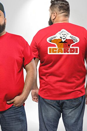 Mauro Icardi Gol Sevinci Büyük Beden Kırmızı Tişört Kadın Erkek Ünisex Sırt Baskılı