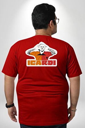 Mauro Icardi Gol Sevinci Büyük Beden Kırmızı Tişört Kadın Erkek Ünisex Sırt Baskılı